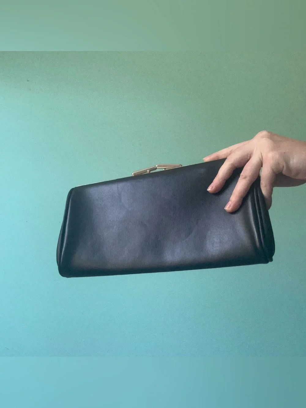 Classic Black Clutch with Gold Frame